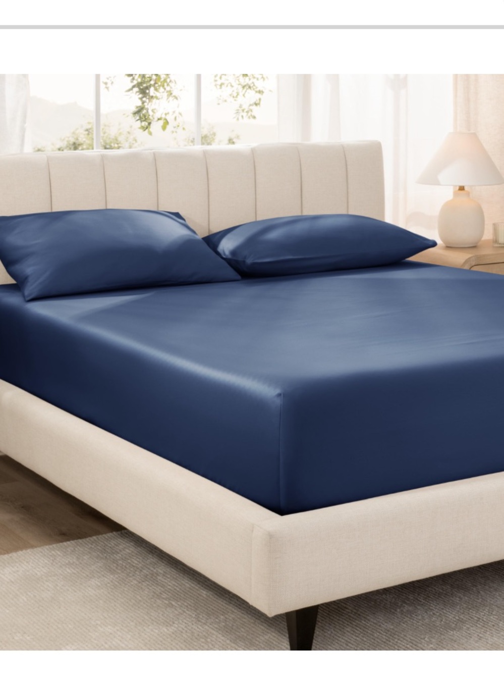 TWIN XL Fitted Sheet 100% Smooth Cotton Sateen 15” Deep 400 Thread Count - BLUE